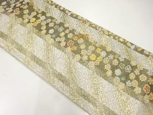 縞に桜模様織出し袋帯